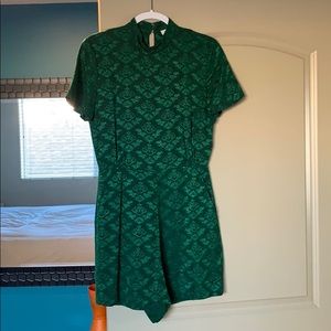 SANDRO EMERALD GREEN JACQUARD ROMPER